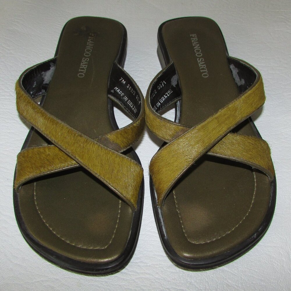 FRANCO SARTO Ponyhair Sandals Slides - Sz 7